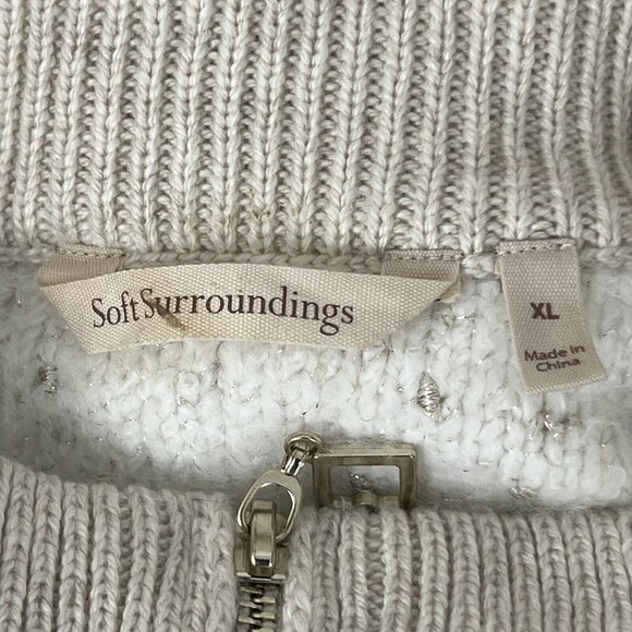 Soft Surroundings Size XL Kuka Quarter Zip Sweater Wool Blend Cream Gold - Picture 4 of 4